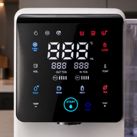 Digital display control panel of a Aquaon Aq100 countertop water filter with various settings and indicators.